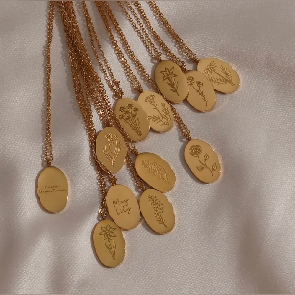 Personalized Birth Flower Necklaces for Meaningful Gifts, Jewelry, For Her, Uni - Picture 2 of 6